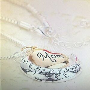 Silver and Gold 'Mom' Pendant Necklace